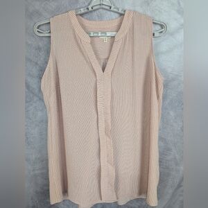 Faith And Joy 1X Sleeveless Pit Striped Blouse Blush Pink